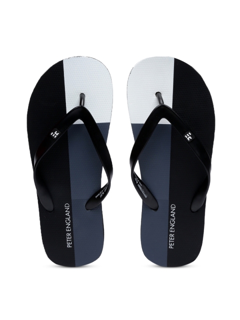 

Peter England Men Black & Grey Colourblocked Thong Flip-Flops