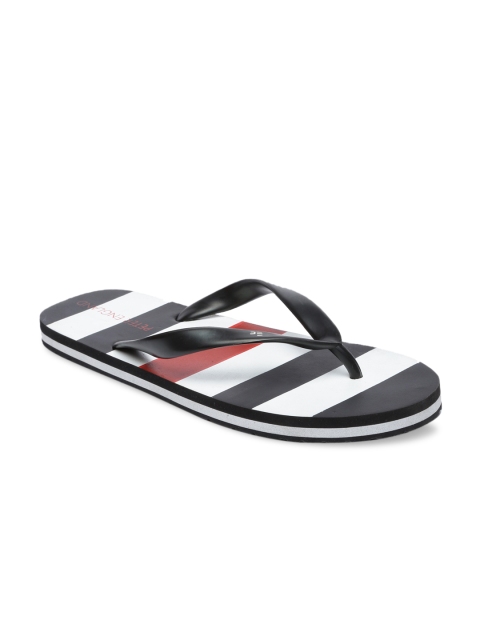 

Peter England Men Black & White Striped Thong Flip-Flops