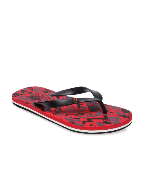 

Peter England Men Black & Red Printed Thong Flip-Flops