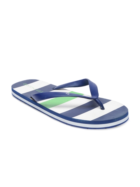 

Peter England Men Blue & White Striped Thong Flip-Flops