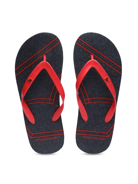 

Peter England Men Grey & Red Printed Thong Flip-Flops