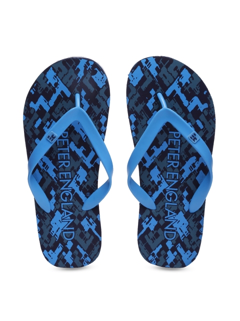 

Peter England Men Blue Printed Thong Flip-Flops
