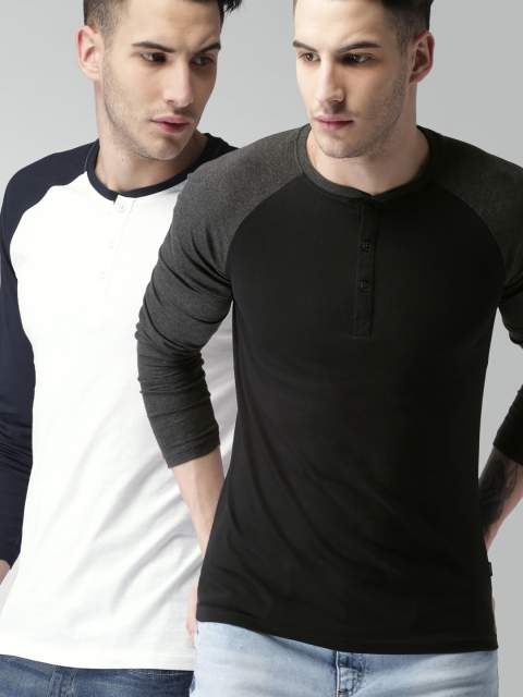 

HIGHLANDER Men Pack Of 2 Solid T-Shirts, Black