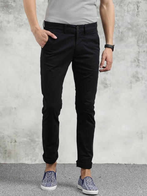 

Breakbounce Men Black Slim Fit Solid Regular Trousers