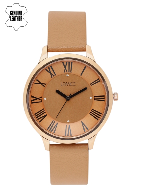 

LAMEX Women Orange & Tan Analogue Watch REGULAR DLX 6030