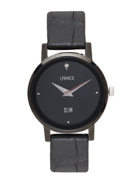 

LAMEX Women Black Embellished Analogue Watch ANGEL DLX 7052