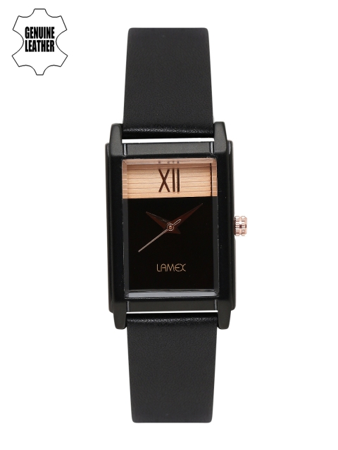 

LAMEX Women Black & Rose Gold Analogue Watch MILANO DLX 7542/BL/BL