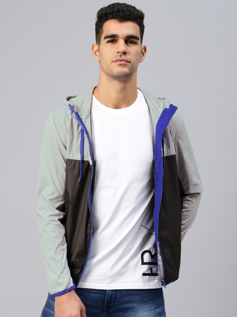 

HRX by Hrithik Roshan Men Grey & Black Colourblocked Lightweight Sporty Jacket