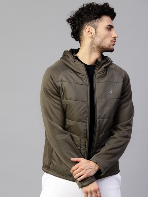 

HRX by Hrithik Roshan Men Olive Brown Solid Hooded Padded Jacket