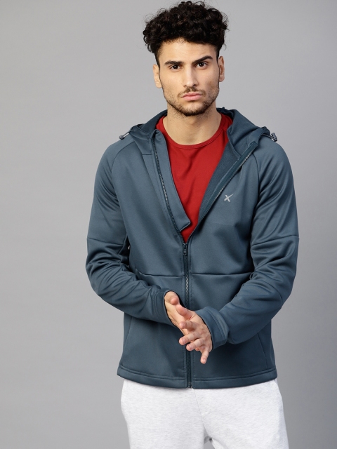 

HRX by Hrithik Roshan Men Teal Blue Solid Sporty Jacket