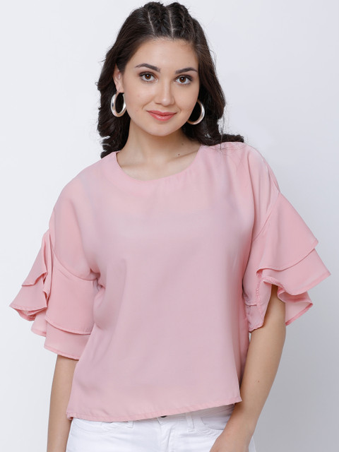 

Tokyo Talkies Women Pink Solid Crop Top