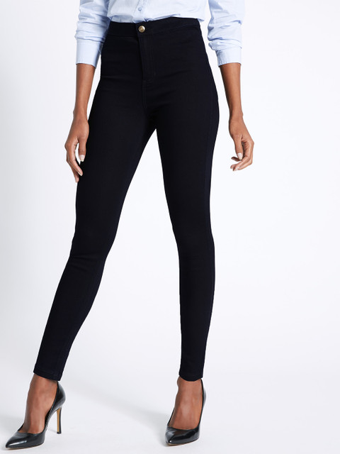 

Marks & Spencer Women Navy Blue Solid High-Rise Super Skinny Fit Jeggings