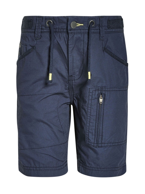 

next Boys Navy Blue Solid Regular Fit Cargo Shorts