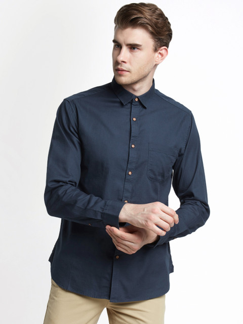 

Spiritus by pantaloons Men Navy Blue Classic Fit Solid Casual Shirt