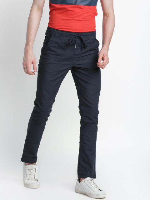 

Urban Ranger by pantaloons Men Navy Blue Slim Fit Solid Trousers