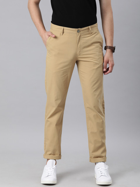 

Spiritus by pantaloons Men Beige Slim Fit Solid Regular Trousers