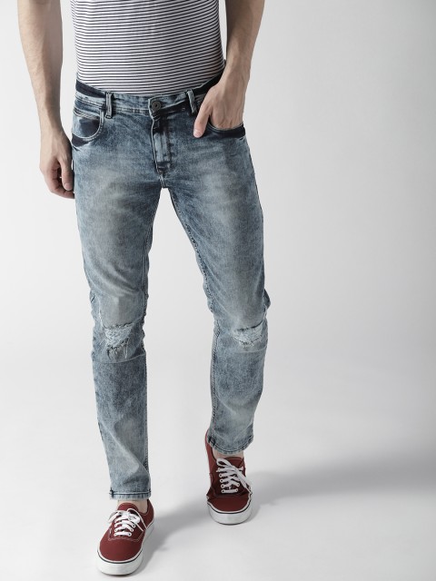 

Mast & Harbour Men Blue Skinny Fit Mid-Rise Mildly Distressed Stretchable Jeans