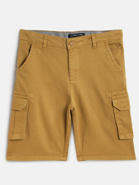 

Allen Solly Junior Boys Mustard Yellow Solid Regular Fit Cargo Shorts
