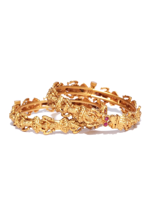 

Priyaasi Set of 2 Gold-Plated Goddess Lakshmi Textured Bangles