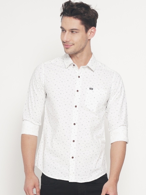 

The Indian Garage Co Men White Classic Slim Fit Printed Casual Shirt