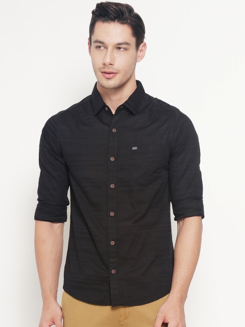 

The Indian Garage Co Men Black Classic Slim Fit Striped Casual Shirt