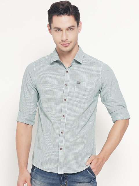 

The Indian Garage Co Men Green & White Slim Fit Checked Casual Shirt