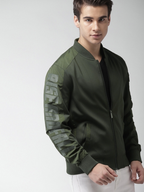 

Harvard Men Olive Green Solid Bomber