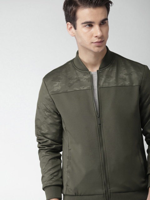 

Harvard Men Olive Green Solid Bomber