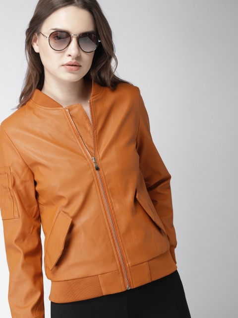

Harvard Women Orange Solid Biker Jacket