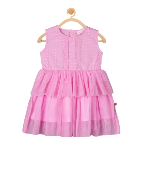 

Budding Bees Girls Pink Printed Fit and Flare Dress