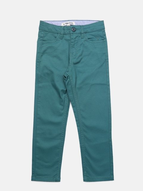 

Allen Solly Junior Boys Green Slim Fit Solid Regular Trousers