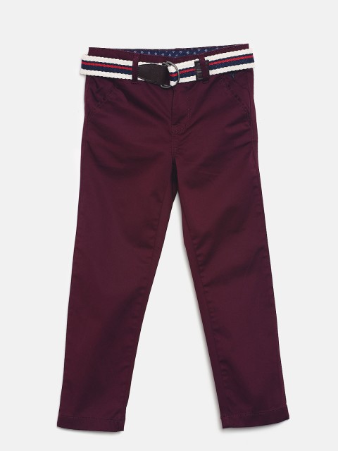 

Allen Solly Junior Boys Maroon Regular Fit Solid Trousers
