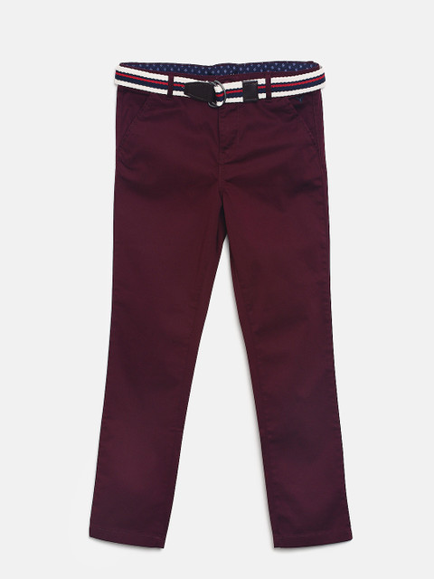 

Allen Solly Junior Boys Maroon Regular Fit Solid Trousers
