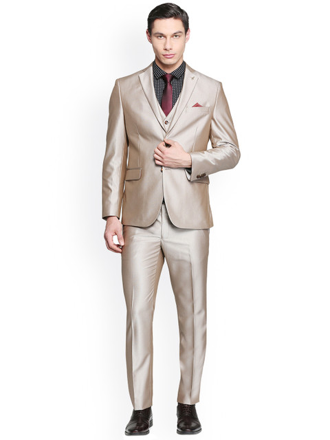 

Van Heusen Men Beige Solid Slim Fit Formal Suit