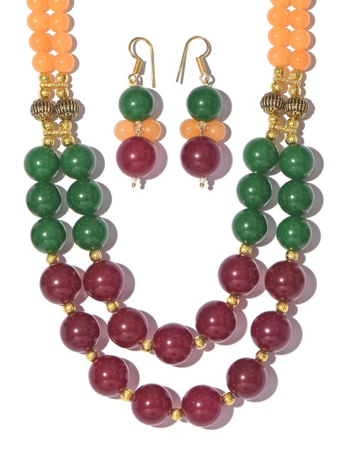 

Tistabene Maroon Metal Gold-Plated Jewellery Set