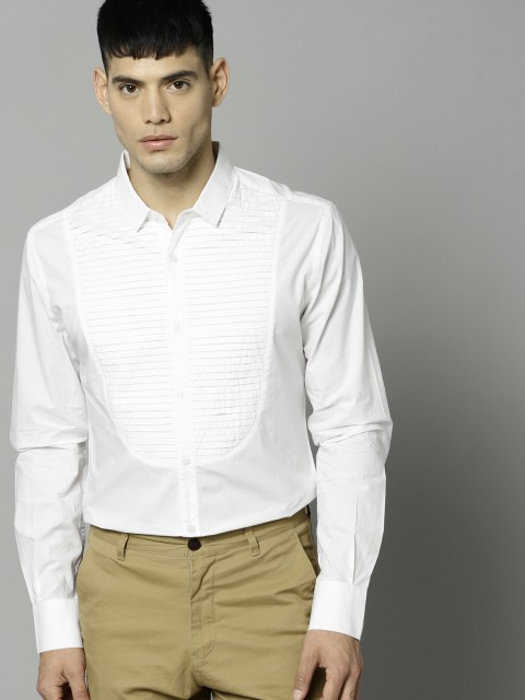 

French Connection Men White Slim Fit Solid Smart Casual Shirt