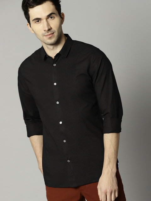 

French Connection Men Black Slim Fit Solid Casual Shirt