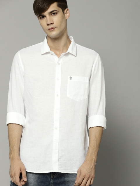 

French Connection Men White Slim Fit Solid Casual Shirt