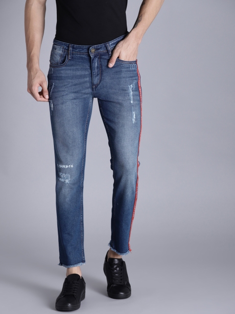 

Kook N Keech Men Blue Skinny Fit Mid-Rise Mildly Distressed Cropped Jeans