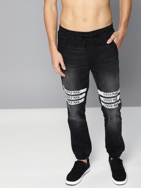 

Kook N Keech Marvel Men Black Jogger Mid-Rise Clean Look Stretchable Printed Jeans