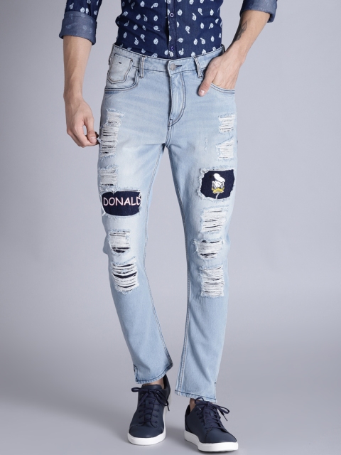 

Kook N Keech Disney Men Blue Regular Fit Mid-Rise Highly Distressed Jeans