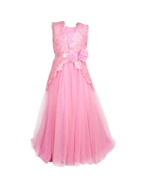 

CUTECUMBER Girls Pink Solid Maxi Dress