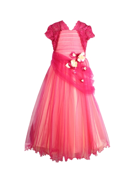 

CUTECUMBER Girls Pink Solid Maxi Dress