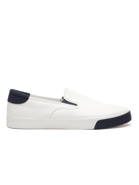 

United Colors of Benetton Men White Textured Slip-On Sneakers