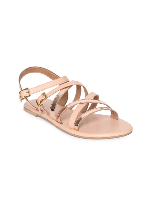 

Inc 5 Women Nude-Coloured Solid Synthetic Patent Gladiators