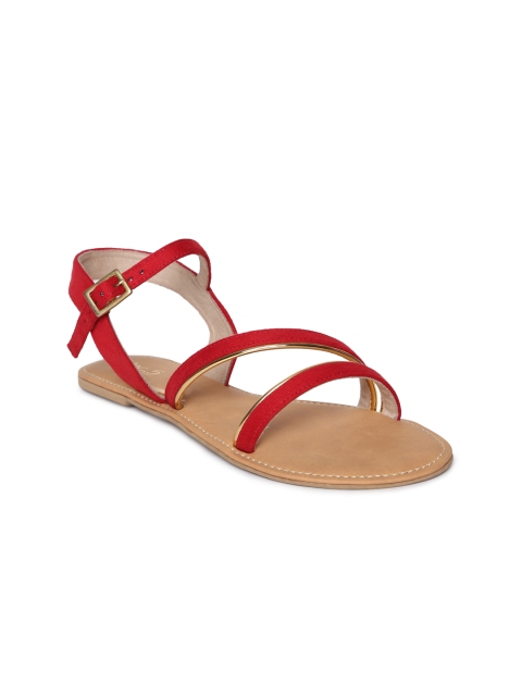 

Inc 5 Women Red Solid Synthetic Suede Gladiators