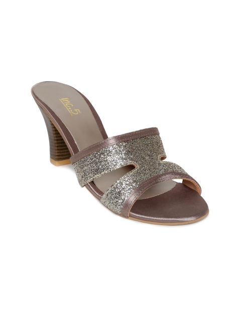 

Inc 5 Women Brown Solid Sheen Sandals