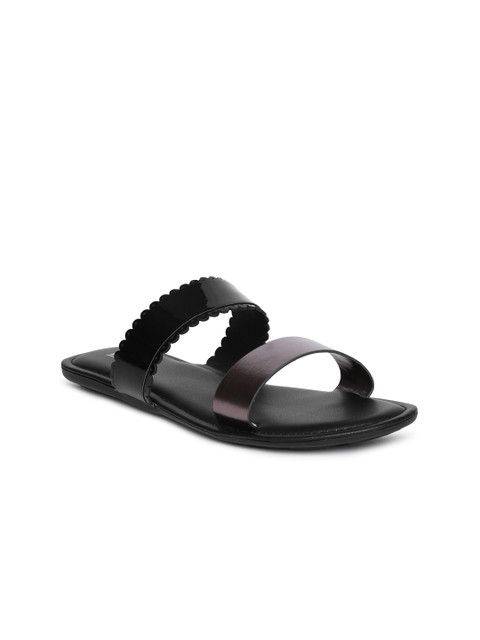 

Inc 5 Women Black Solid Synthetic Open Toe Flats