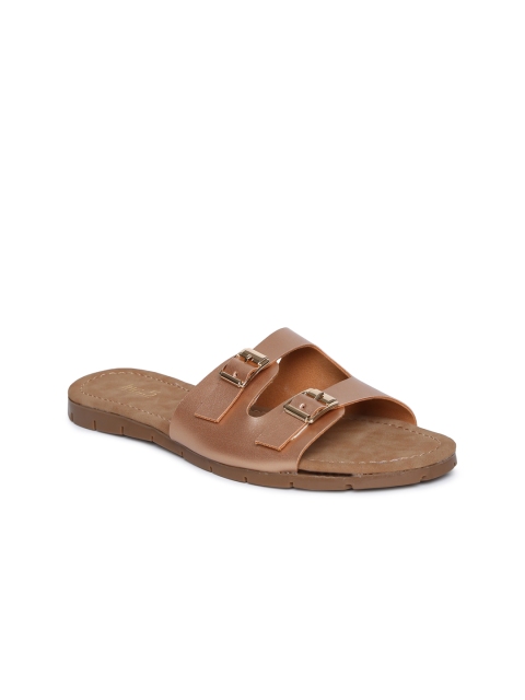 

Inc 5 Women Brown Solid Synthetic Patent Open Toe Flats