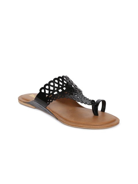 

Inc 5 Women Black Solid Synthetic One Toe Flats